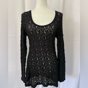 Karen Kane Short mini dress - See through black lace long sleeve XL